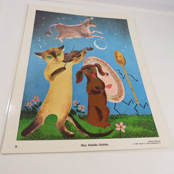 Vintage 1960s Mid Century Art Nursery Rhymes pictures (12) LAMINATED 14” tall - Picture 10 of 17